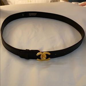 Black Chanel Leather Belt